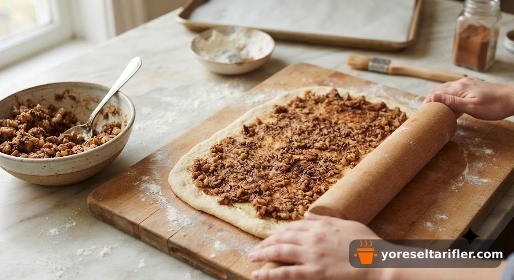 Ağızda Dağılan Cevizli Tarçınlı Rulo Kurabiye Tarifi — Adım 3