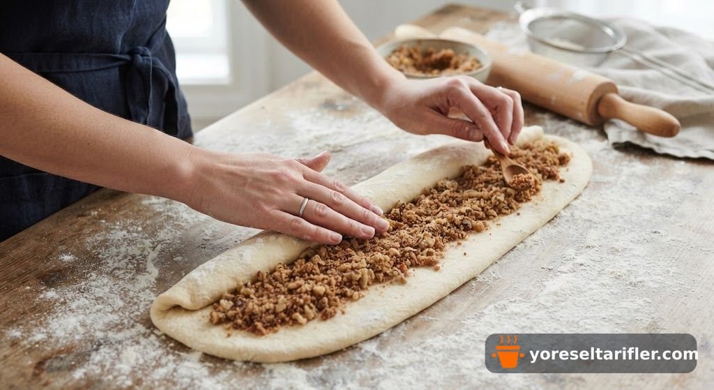 Ağızda Dağılan Cevizli Tarçınlı Rulo Kurabiye Tarifi — Adım 4