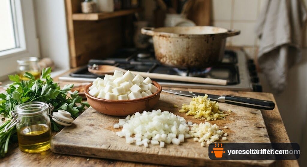 Alabaş (Kohlrabi) Çorbası Tarifi — Adım 1