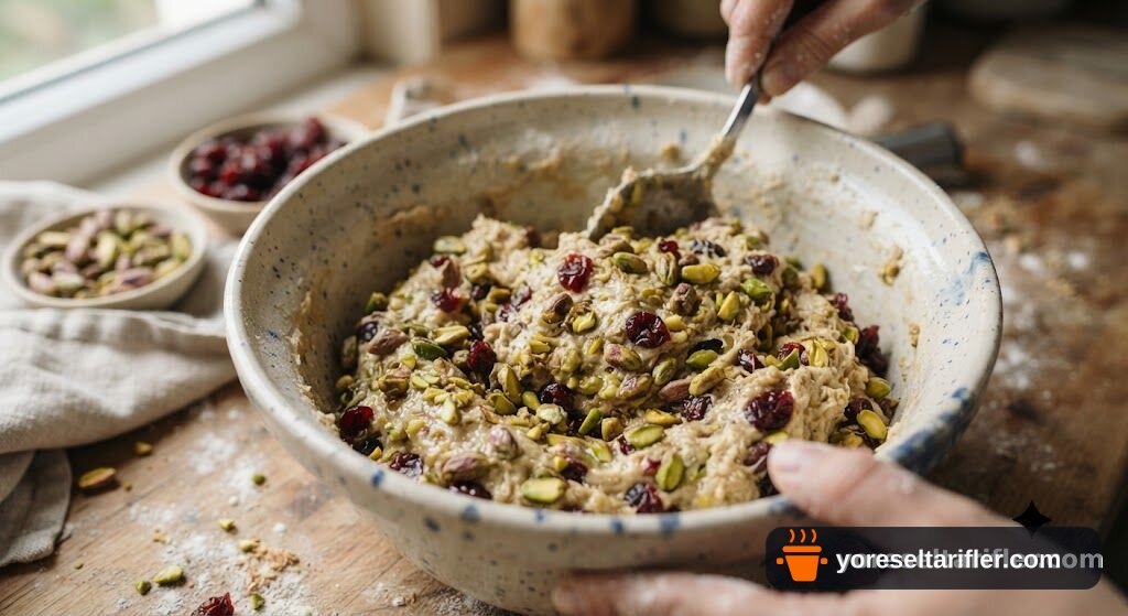 Antep Fıstıklı Turna Yemişli Biscotti Tarifi — Adım 3