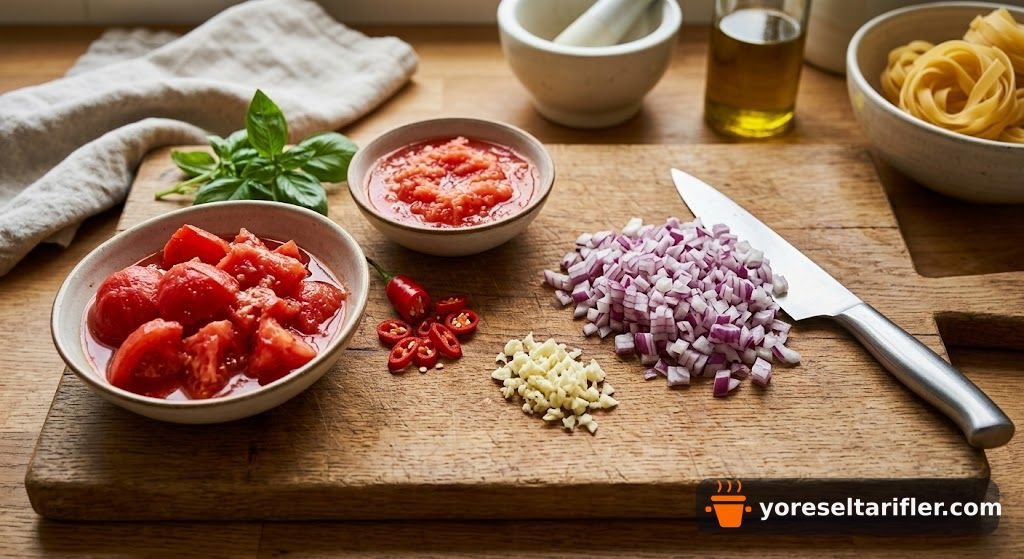 Arabiatta Soslu Fettuccine (Acılı İtalyan) — Adım 1