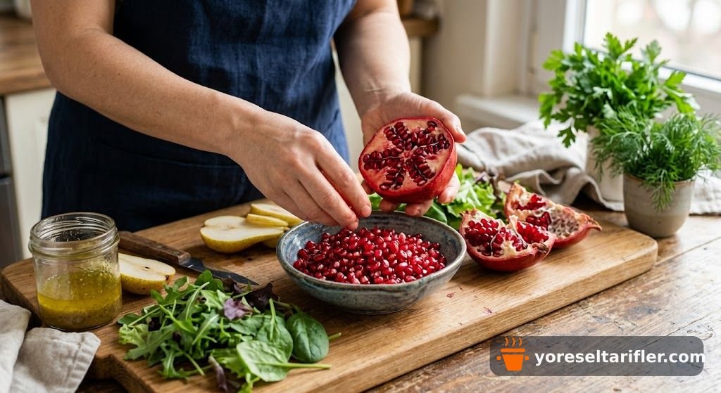 Armut ve Narlı Yeşillik Salatası Tarifi — Adım 3