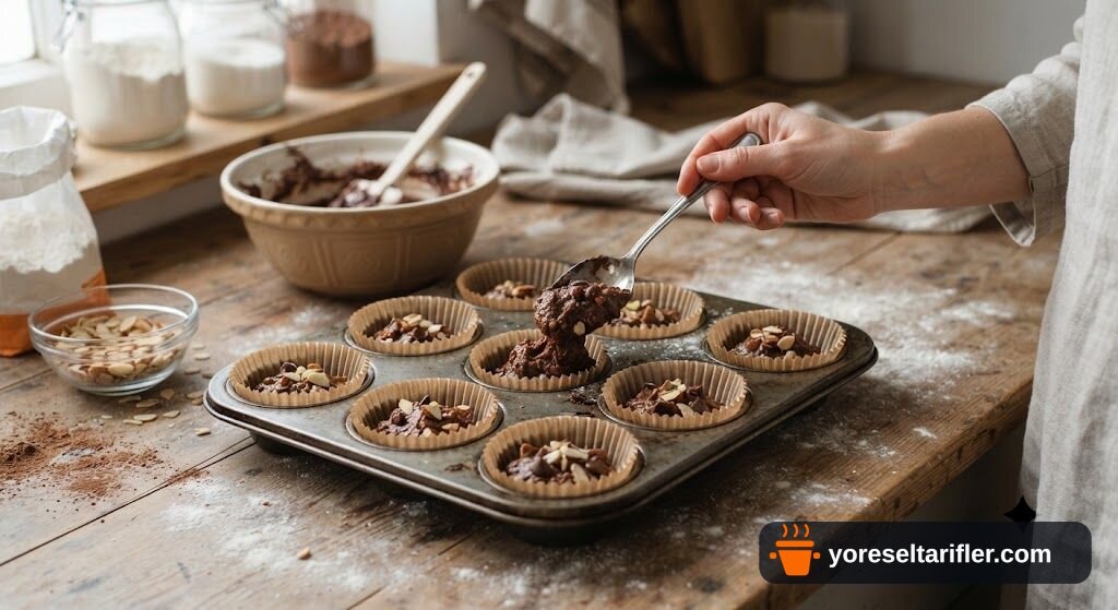 Bademli Çikolatalı Cupcake Tarifi — Adım 5