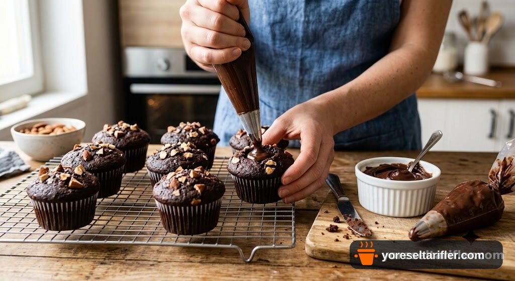Bademli Çikolatalı Cupcake Tarifi — Adım 6