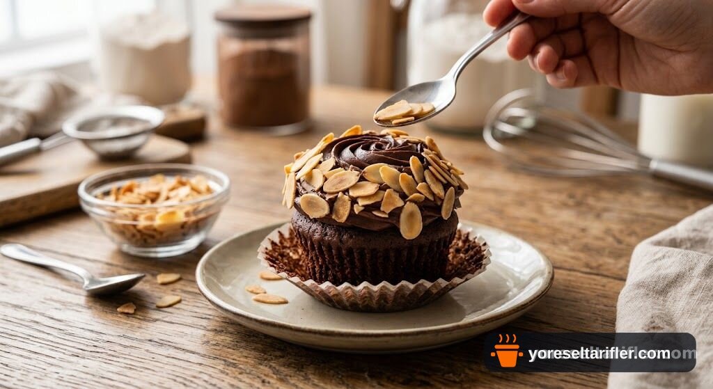 Bademli Çikolatalı Cupcake Tarifi — Adım 7