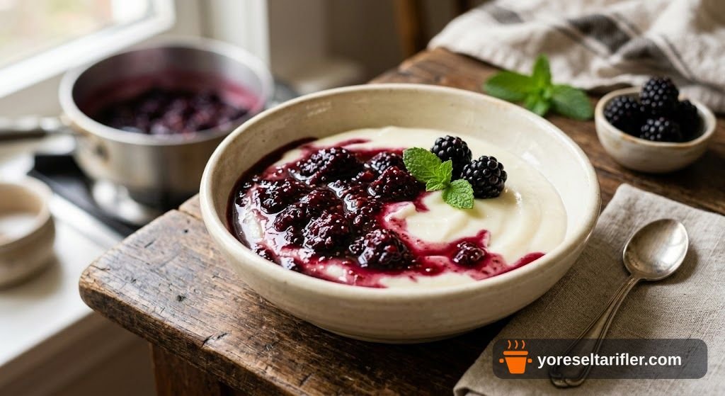 Böğürtlen Soslu Yumuşacık Muhallebi Tarifi — Adım 1