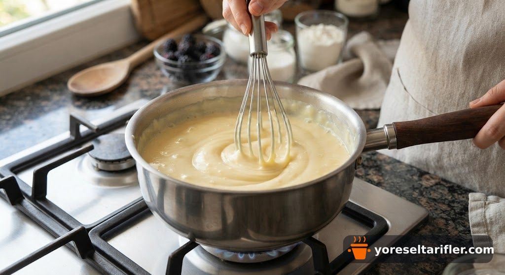 Böğürtlen Soslu Yumuşacık Muhallebi Tarifi — Adım 3