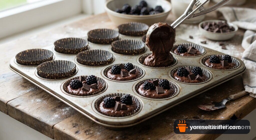 Böğürtlenli Çikolatalı Cupcake Tarifi — Adım 4
