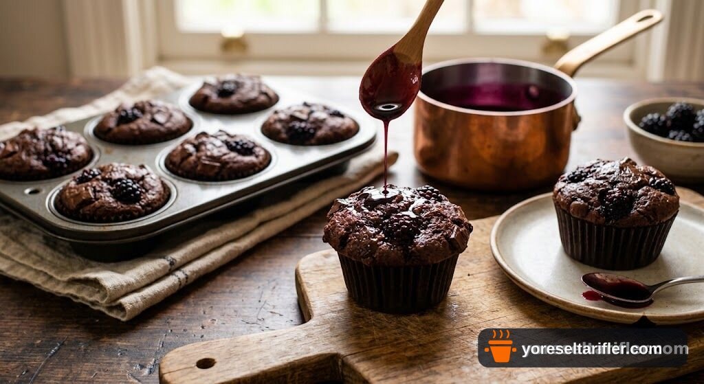 Böğürtlenli Çikolatalı Cupcake Tarifi — Adım 6