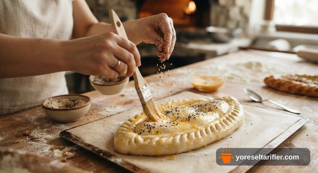 Bol Malzemeli Kaşarlı Sucuklu Kapalı Pide Tarifi — Adım 8