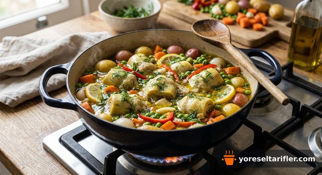 Bol Malzemeli Zeytinyağlı Enginar Kalbi Tarifi — Adım 5