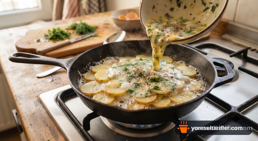 Börek Tadında Patatesli Omlet Tarifi — Adım 3