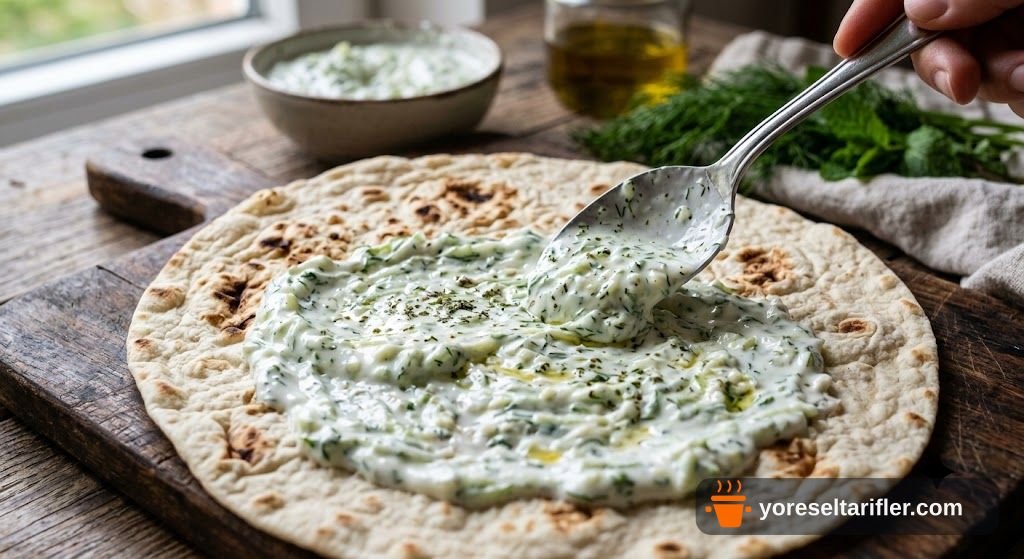 Cacık Soslu Sebzeli Wrap Tarifi — Adım 3