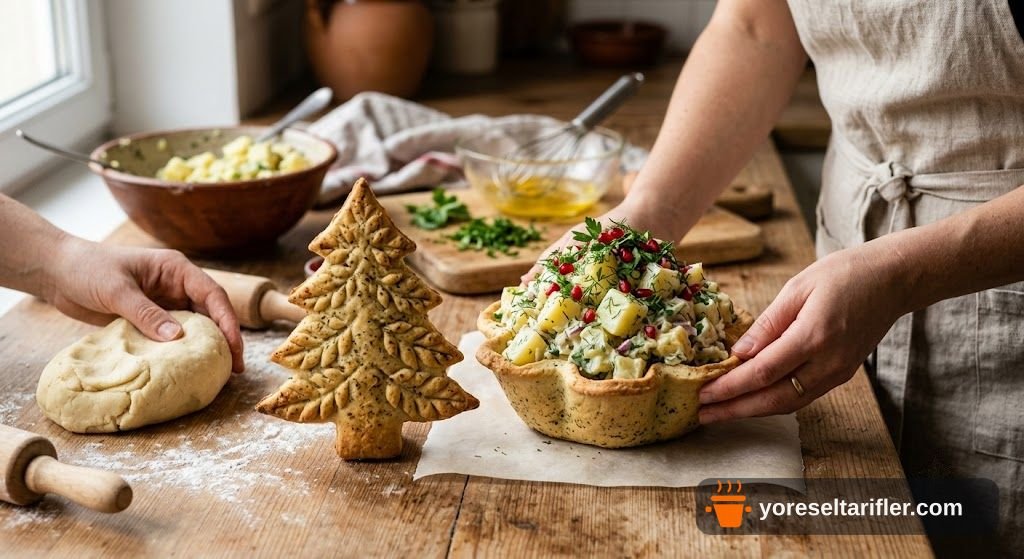 Çam Ağacı Görünümlü Patatesli Kaseli Salata Tarifi — Adım 2