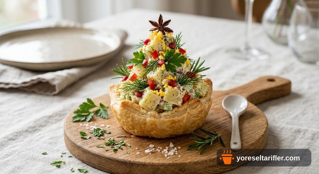 Çam Ağacı Görünümlü Patatesli Kaseli Salata Tarifi — Adım 4