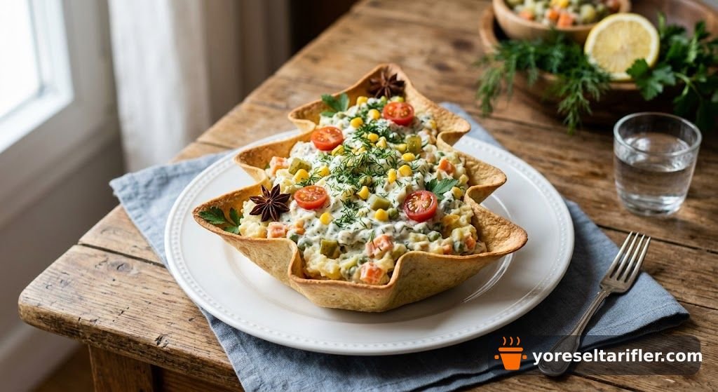 Çam Ağacı Görünümlü Patatesli Kaseli Salata Tarifi — Adım 5