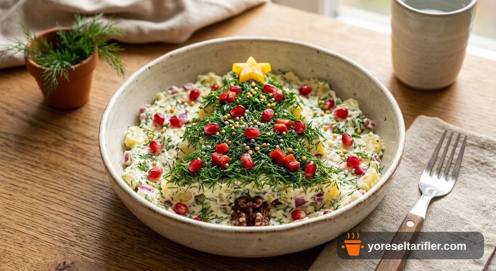 Çam Ağacı Görünümlü Patatesli Kaseli Salata Tarifi — Adım 7
