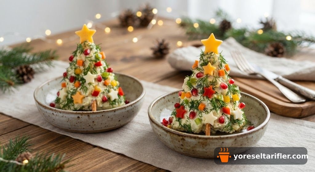 Çam Ağacı Görünümlü Patatesli Kaseli Salata Tarifi — Adım 8
