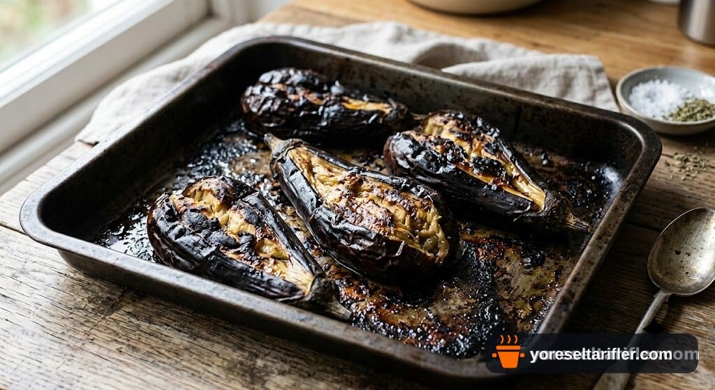 Cevizli Labneli Köz Patlıcan Salatası Tarifi — Adım 1