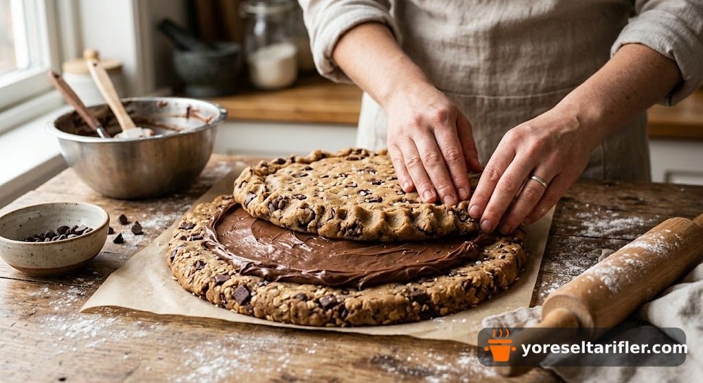 Çikolata Kremalı Dev Cookie Tarifi — Adım 4
