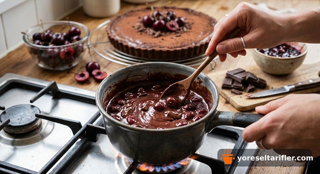 Çikolatalı Vişneli Tart Kek Tarifi — Adım 3