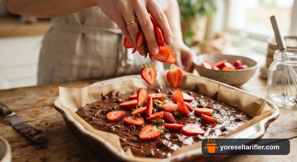 Çilekli Çikolatalı Brownie Tarifi — Adım 5