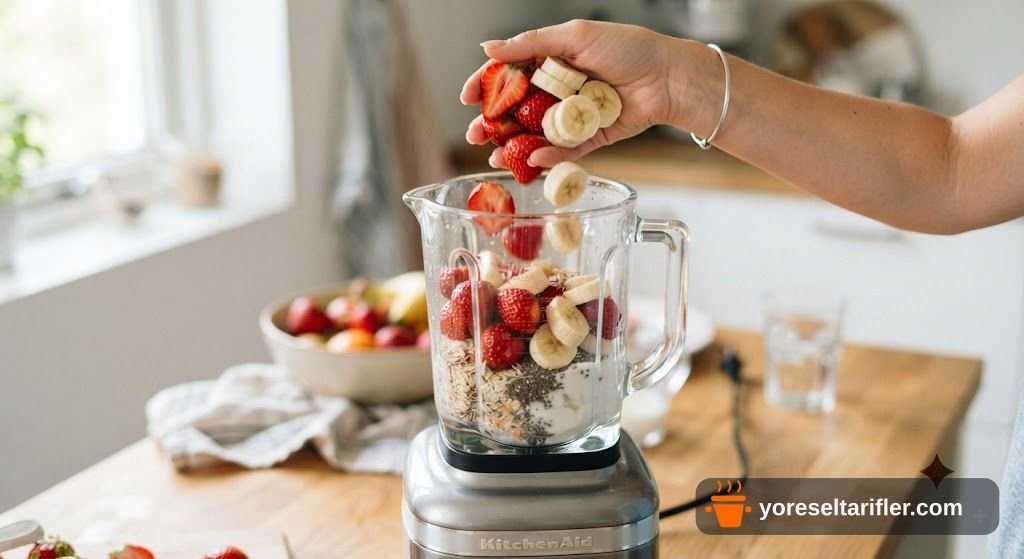 Çilekli Muzlu Smoothie Tarifi — Adım 1