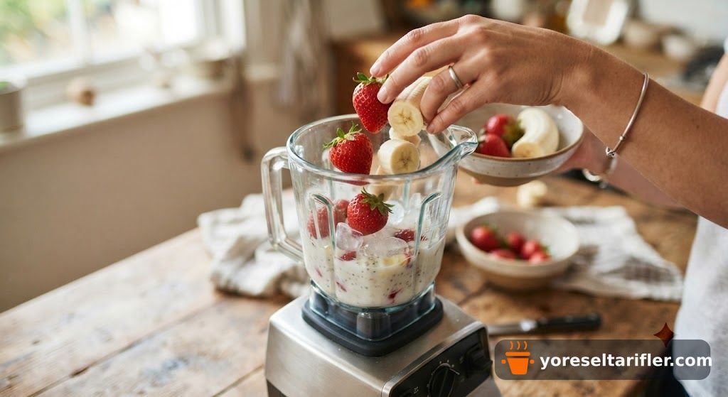 Çilekli Muzlu Smoothie Tarifi — Adım 2