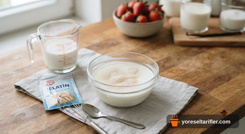 Çilekli Panna Cotta Tarifi — Adım 1