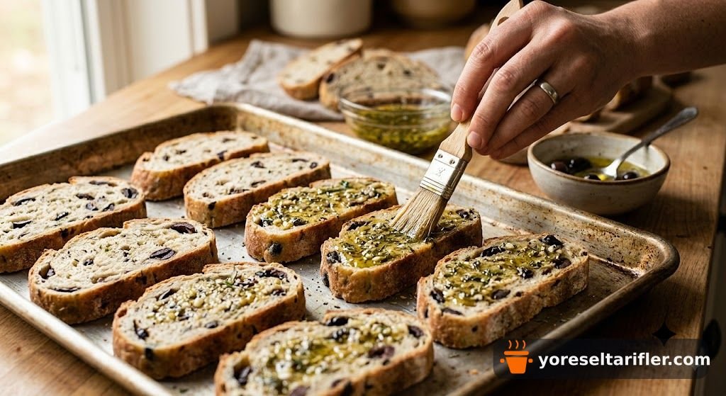 Çıtır Fırında Zeytinli Kızarmış Ekmek Tarifi — Adım 3