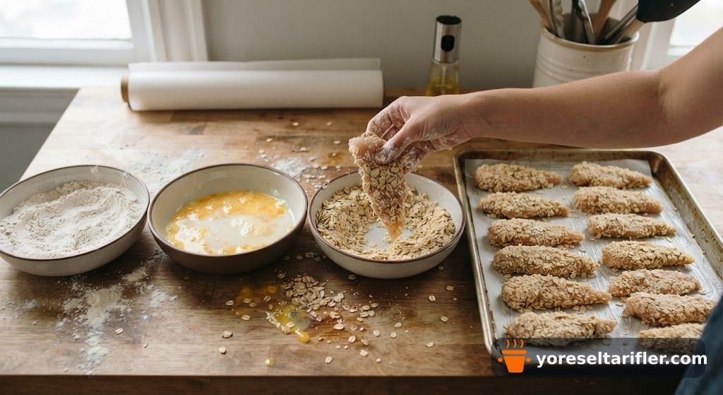 Çıtır Yulaf Ezmesi ile Fit Tavuk Nugget Tarifi — Adım 3