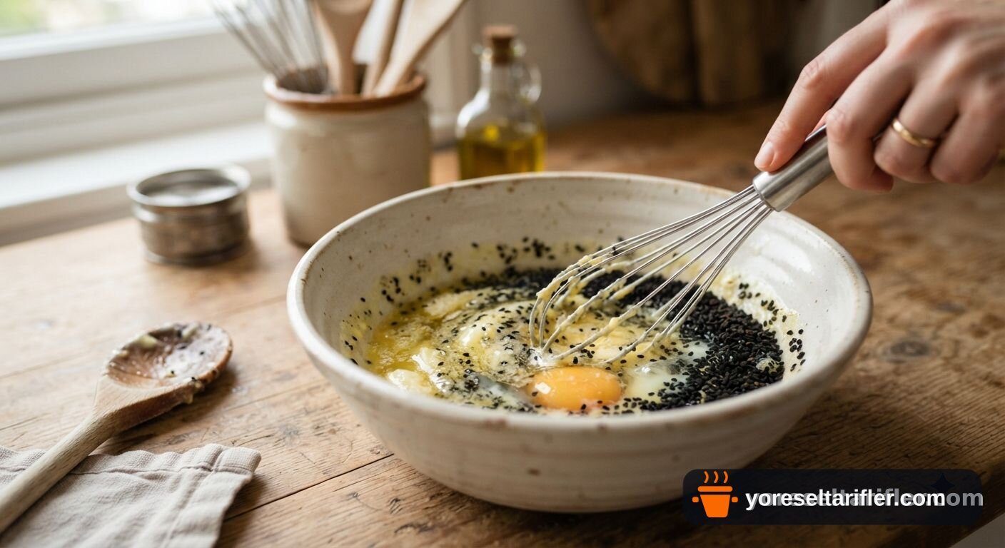 Çörek Otlu Çiçek Kurabiye Tarifi — Adım 1