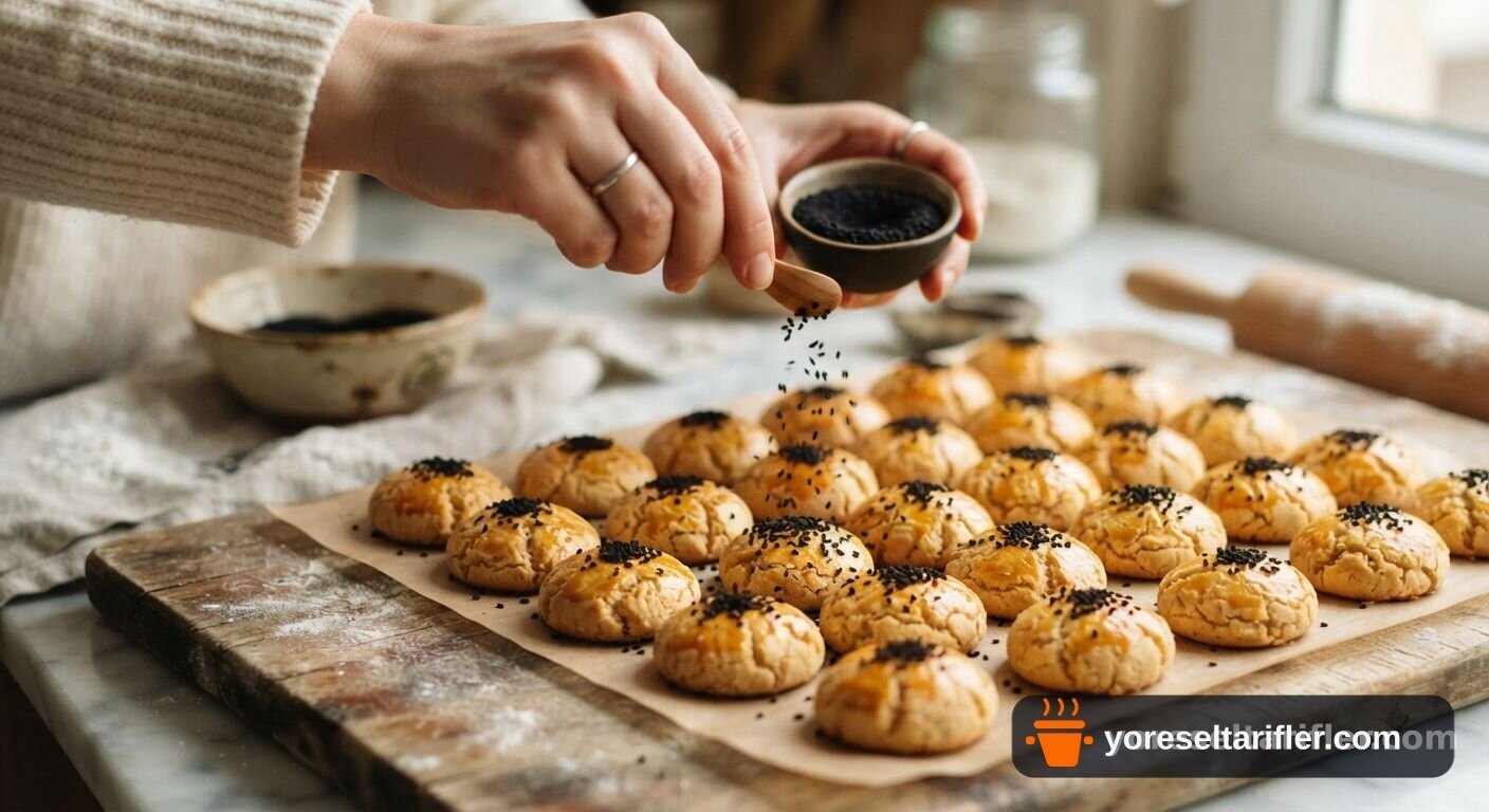 Çörek Otlu Çiçek Kurabiye Tarifi — Adım 9