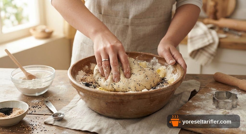 Kıyır Kıyır Çörek Otlu Susamlı Kurabiye Tarifi — Adım 1