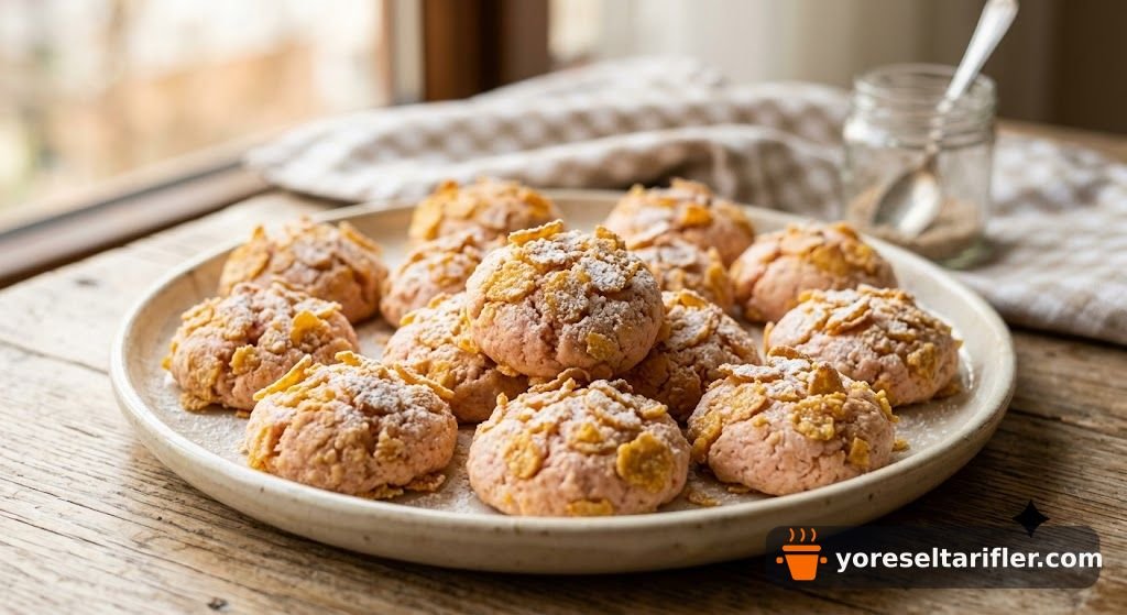 Cornflakes'li Pembeleşen Pişmaniye Kurabiye Tarifi — Adım 9