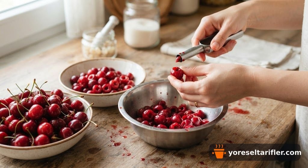 Damla Sakızlı Vişne Reçeli Tarifi — Adım 1