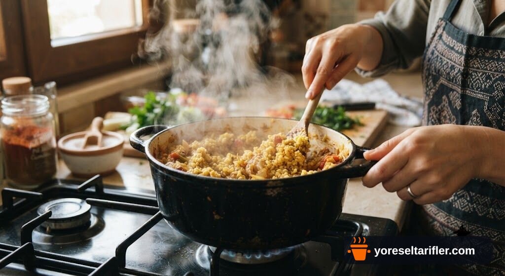 Dana Etli Başbaşı Bulgur Pilavı Tarifi — Adım 5