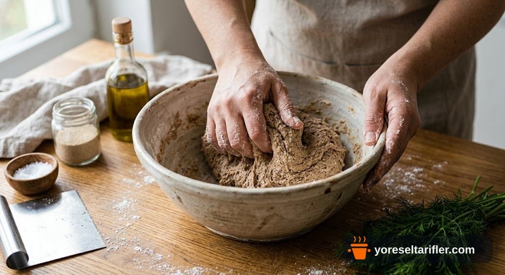 Dereotlu Tam Buğday Baget Ekmeği Tarifi — Adım 1