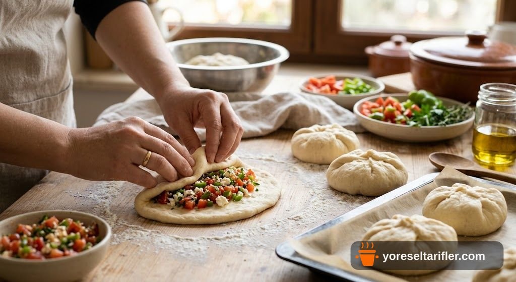 Domatesli Biberli Yumuşak Poğaça Tarifi — Adım 8