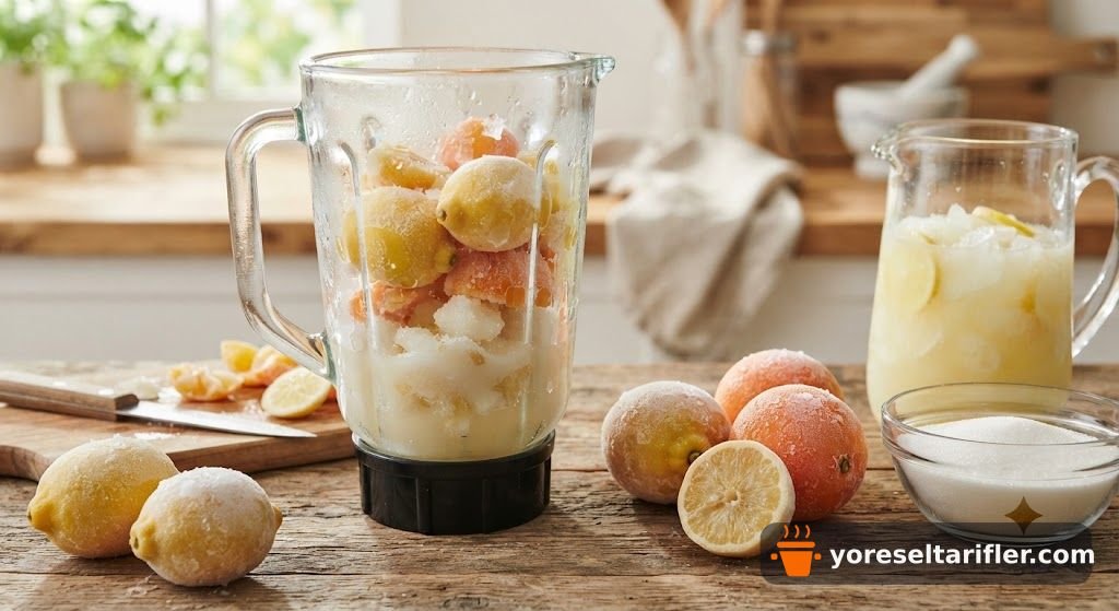 Dondurulmuş Limon ve Portakal Limonatası Tarifi — Adım 1