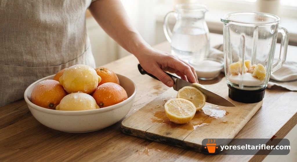 Dondurulmuş Limon ve Portakal Limonatası Tarifi — Adım 2