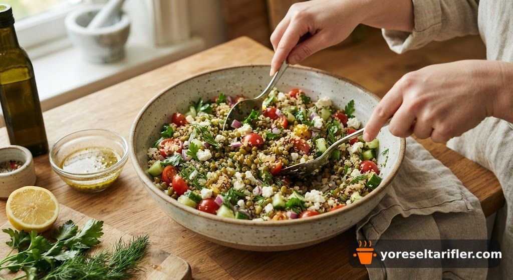Doyurucu Kinoalı Maş Fasulyesi Salatası Tarifi — Adım 3