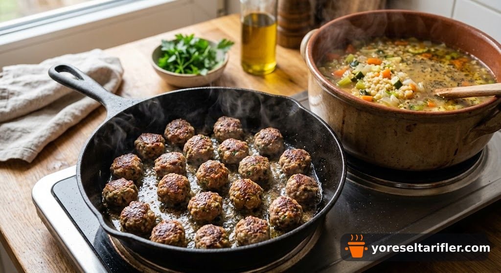 Doyurucu Köfteli Kuskuslu Sebze Çorbası Tarifi — Adım 3