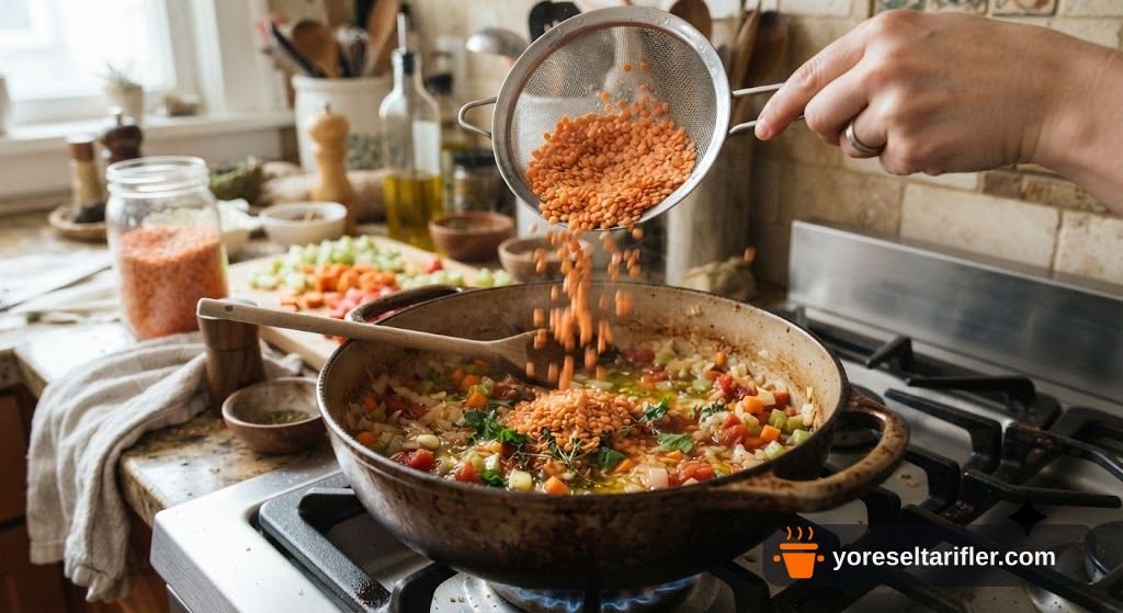 Düdüklüde Kırmızı Mercimek Çorbası Tarifi — Adım 2