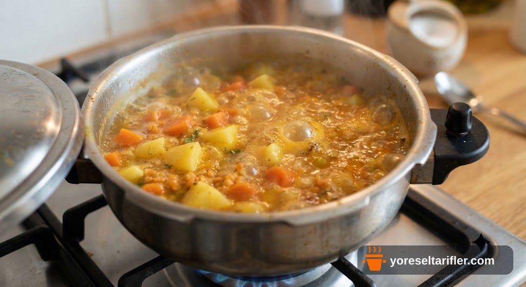 Düdüklüde Süzme Kırmızı Mercimek Çorbası Tarifi — Adım 1