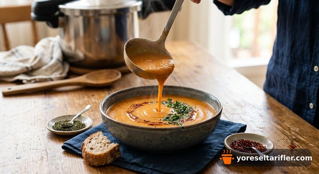 Düdüklüde Süzme Kırmızı Mercimek Çorbası Tarifi — Adım 7