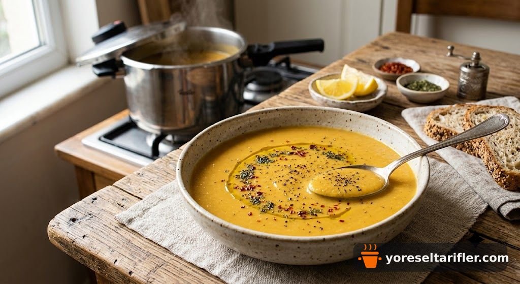 Düdüklüde Süzme Kırmızı Mercimek Çorbası Tarifi — Adım 8