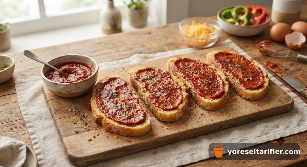 Ekmek Üstü Biberli Yumurtalı Pizza Tarifi — Adım 2
