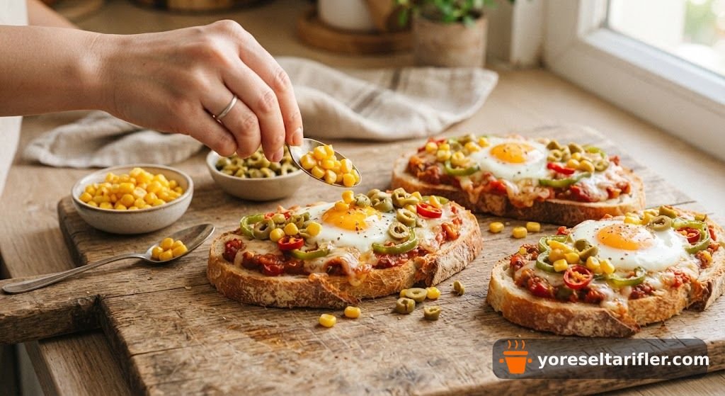 Ekmek Üstü Biberli Yumurtalı Pizza Tarifi — Adım 4
