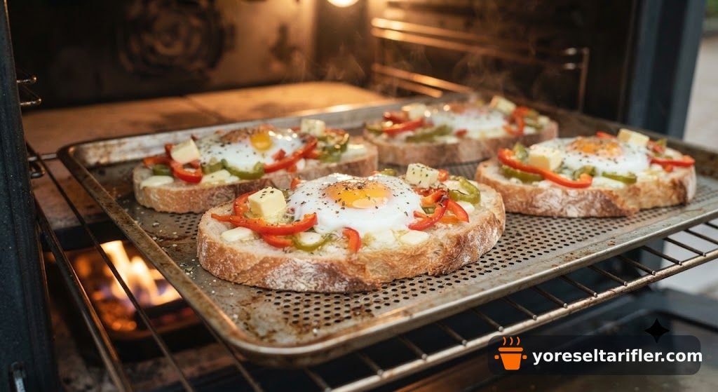 Ekmek Üstü Biberli Yumurtalı Pizza Tarifi — Adım 5
